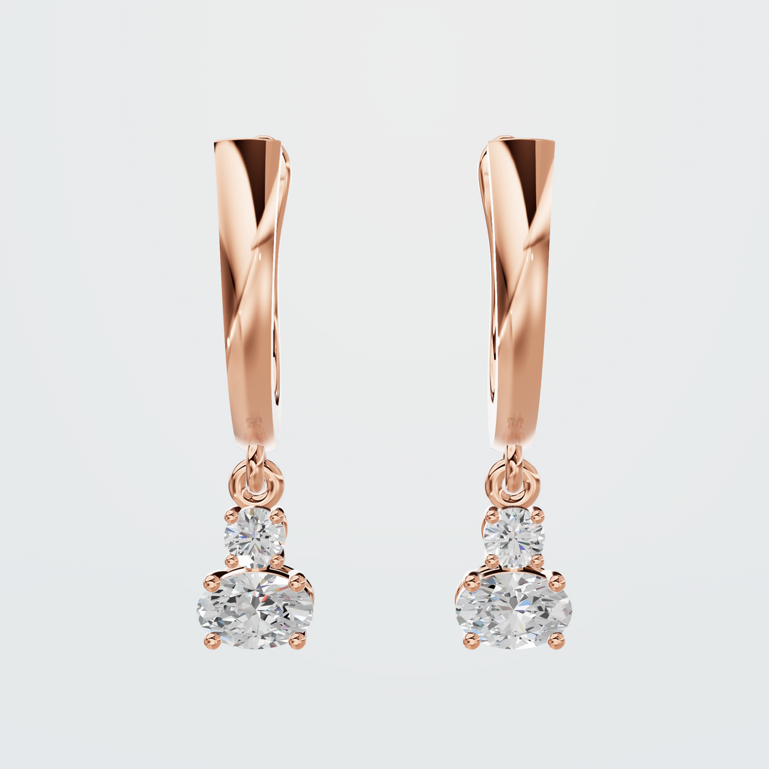 Double Diamond Drop Earrings