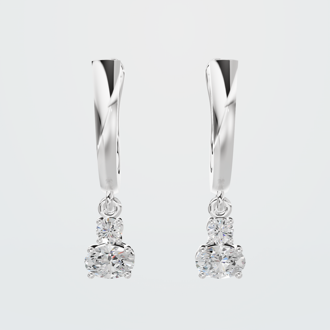 Double Diamond Drop Earrings