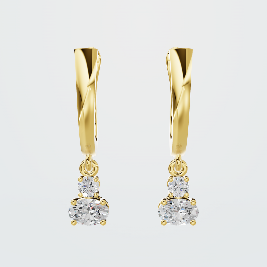 Double Diamond Drop Earrings