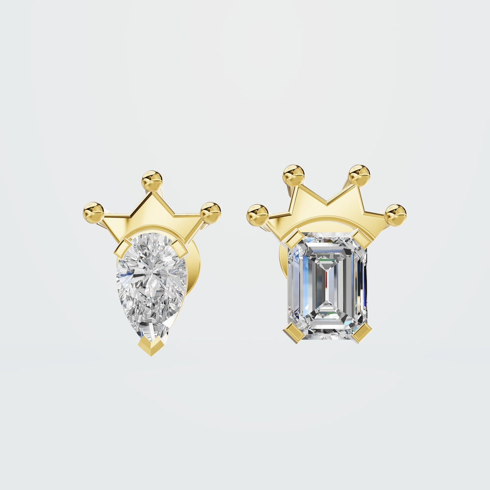 Emerald Huggies diamond hoops in yellow gold