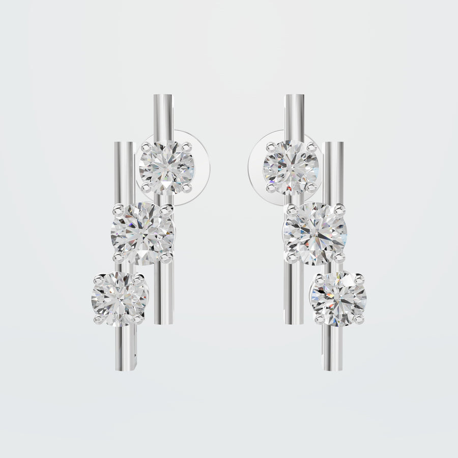 Float Ear Drop Earrings in white gold