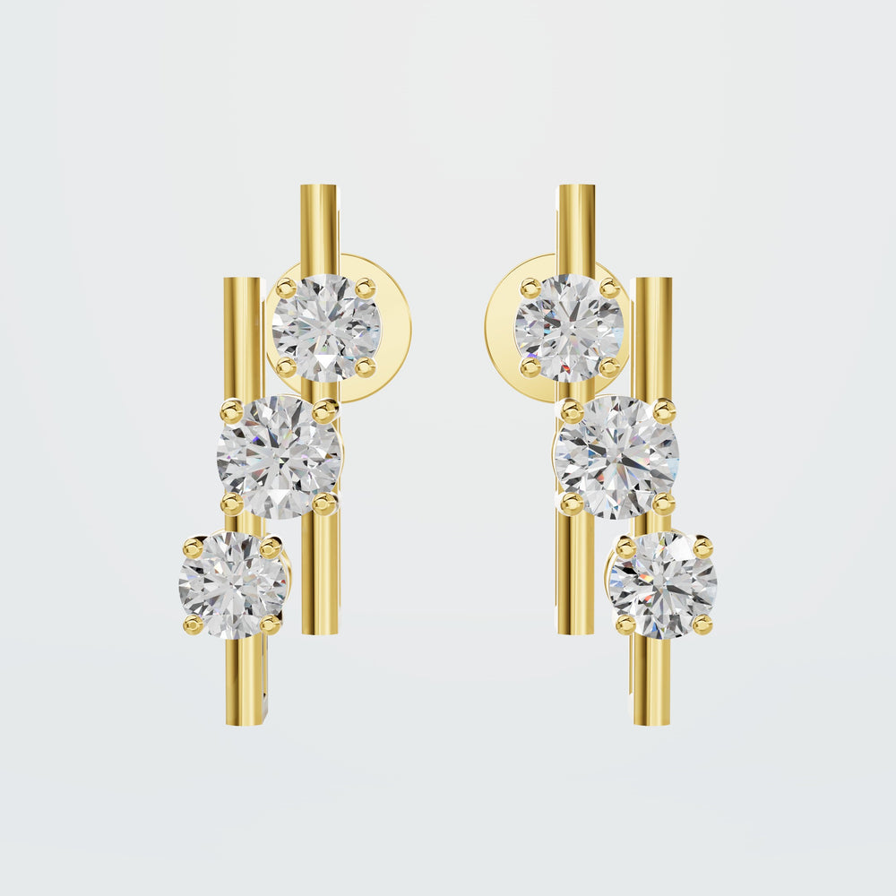 Float Ear Drop Earrings in yellow gold