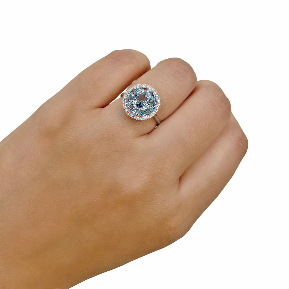 Sky Blue Topaz Diamond Ring