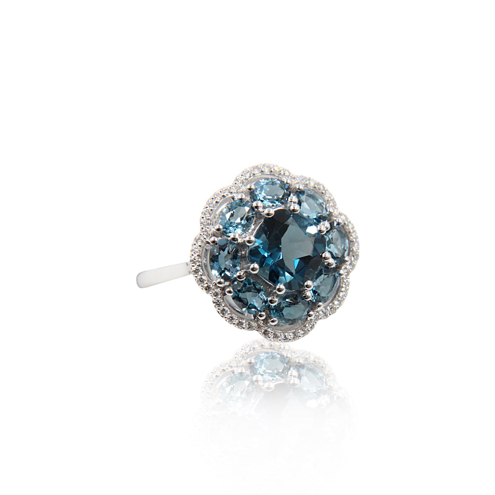 Majestic Blue Topaz Diamond Ring