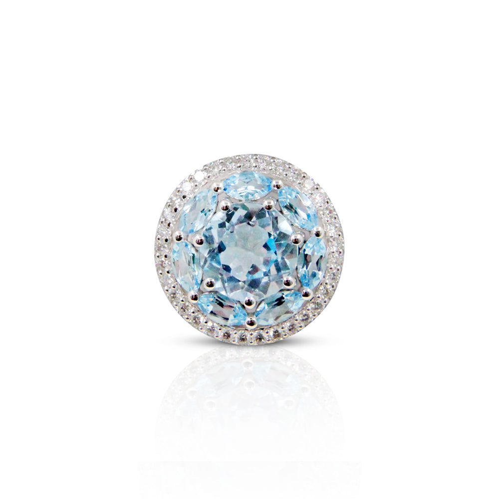 Sky Blue Topaz Diamond Ring