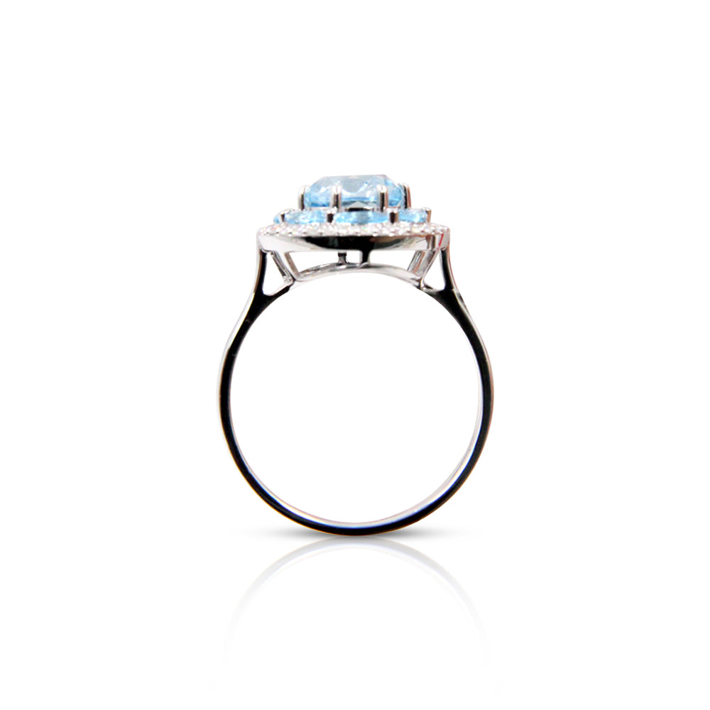 Sky Blue Topaz Diamond Ring