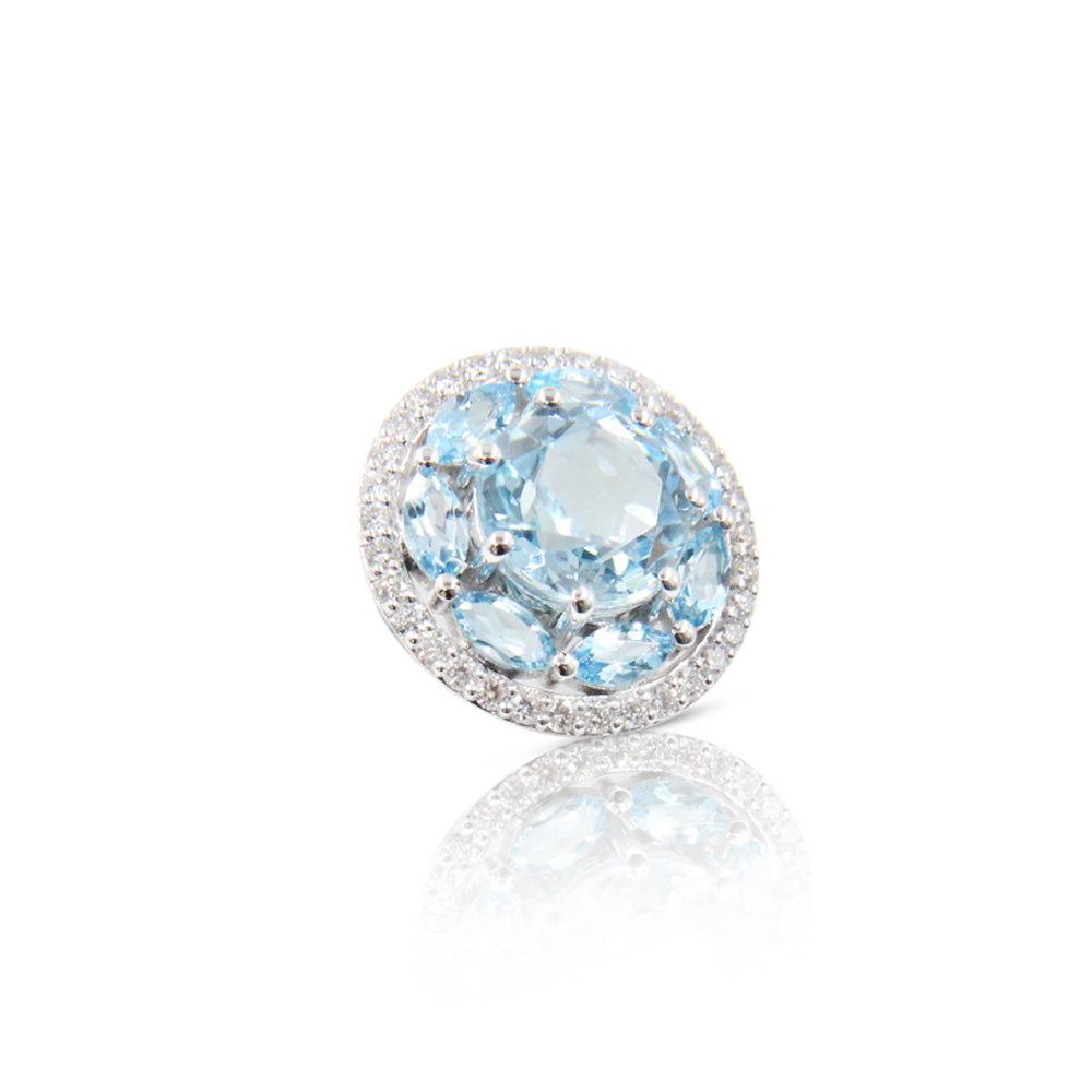 Sky Blue Topaz Diamond Ring