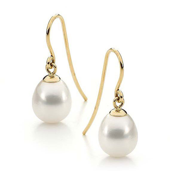 Natural Pear-Shaped Pearl Hoop Earrings