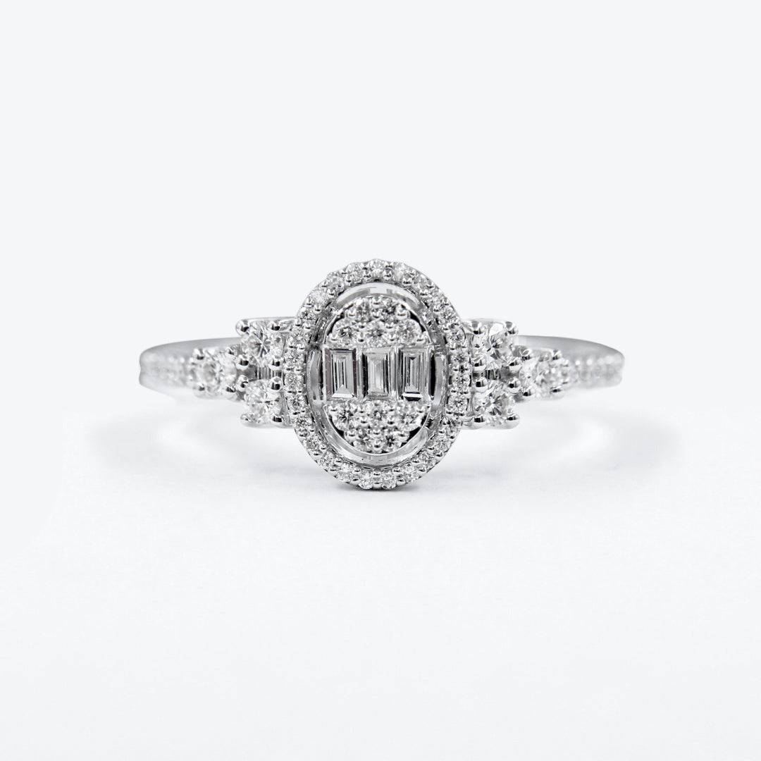 18K White Gold Baguette Diamond Ring