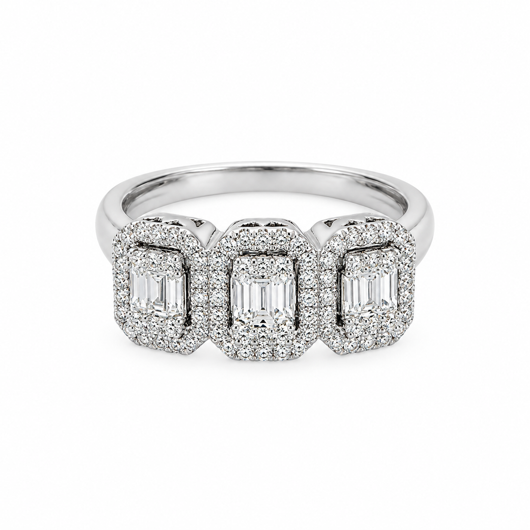 Baguette & Round Diamond Cluster Ring