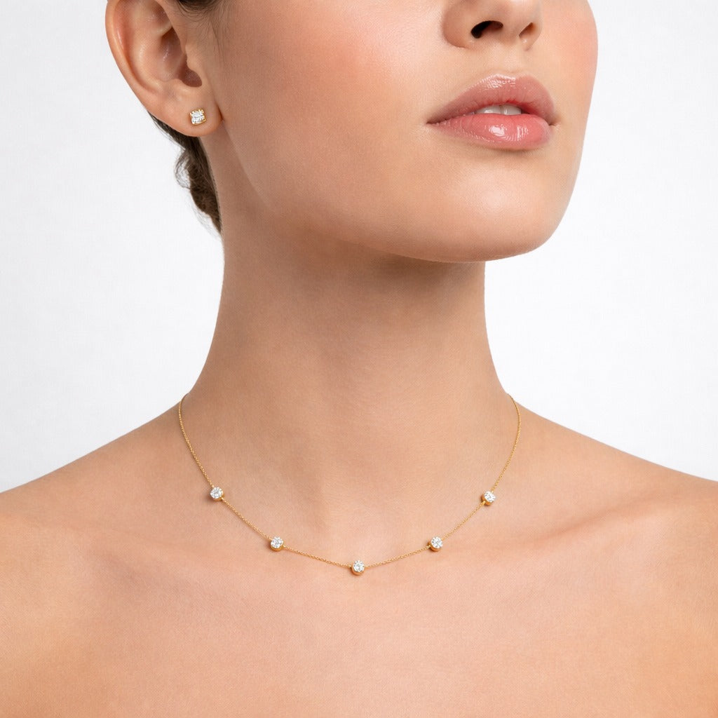 Five Round Cluster Necklace